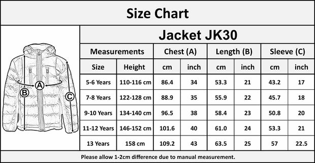 Kids Boys Fashion Padded Casual School Jacket Bubble Coat Winter Wear