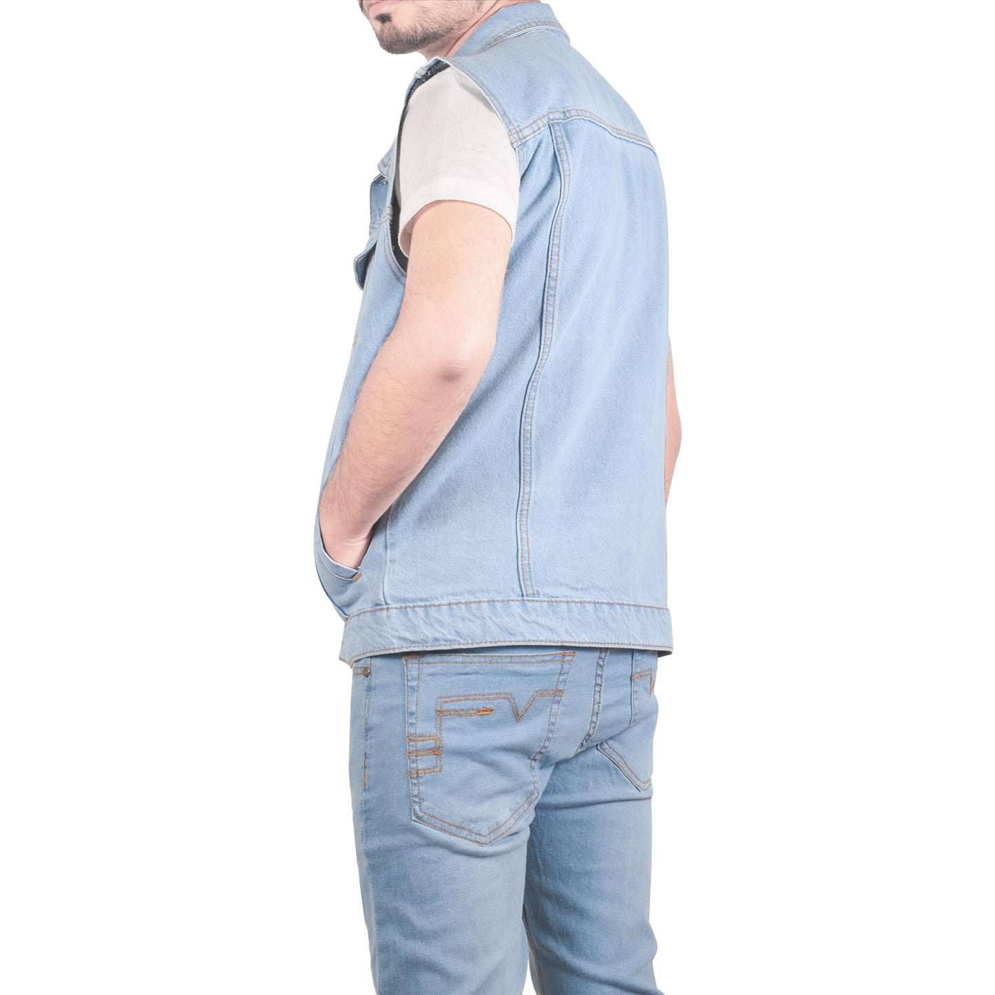 Mens Denim Jacket Sleeveless Lightweight Comfortable Outdoor Jeans Coat S-3XL