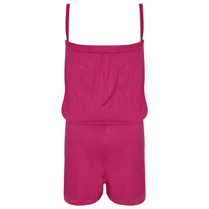 Kids Girls Plain Color Playsuit Trendy Summer All In One Jumpsuit New Age 5-13 Y