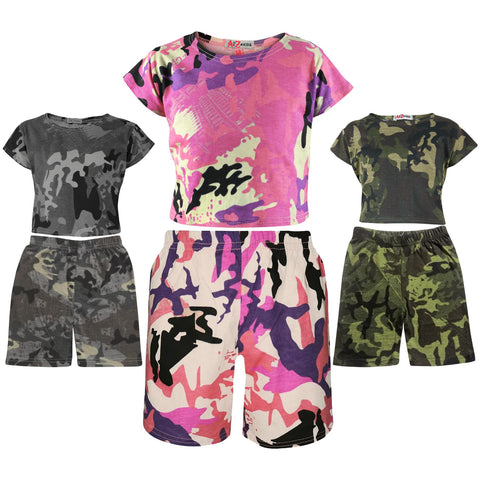 A2Z 4 Kids Girls Crop Top Shorts Summer Outfit Short Set Age 7-13 Years