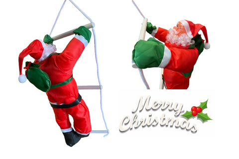 Santa Claus Xmas Ladder Ornaments Climbing Rope Home Door Wall Tree Decoration