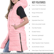 A2Z Ladies Adults Sleeveless Gilet Oversized Hooded Baby Pink Quilted Gilet Padded Long Line Vest Jacket Sleeveless Coat Urban Winter Wear