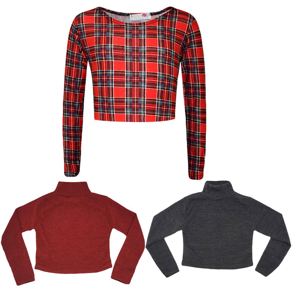 A2Z 4 Kids Girls Crop Tops Long Sleeves T-Shirt Soft Feel School Casual Tops