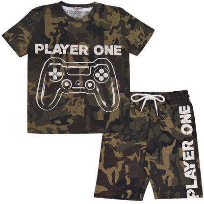 A2Z 4 Kids Short Set Camouflage Green Short Sleeve T Shirt Shorts Comfortable