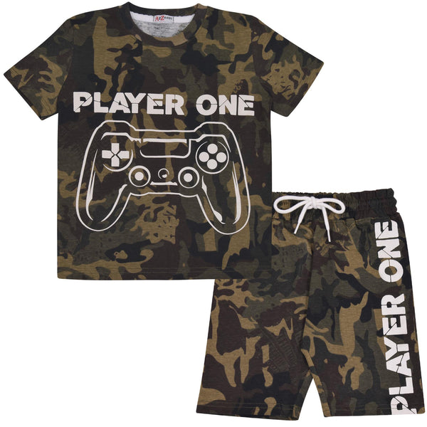 A2Z 4 Kids Short Set Camouflage Green Short Sleeve T Shirt Shorts Comfortable