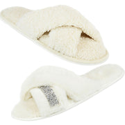 Women Crossover Slippers With Cozy Fur Memory Foam Fluffy Comfortable Sliders