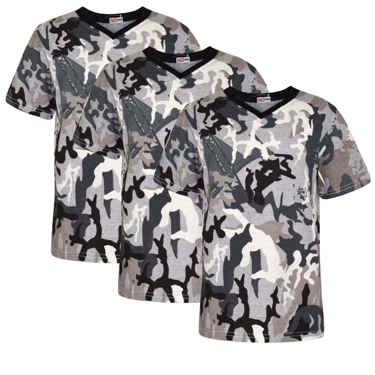 Girls Boys Basic 3 Pack Cotton T-Shirt Short Sleeve V Style Crew Neck Kids Top