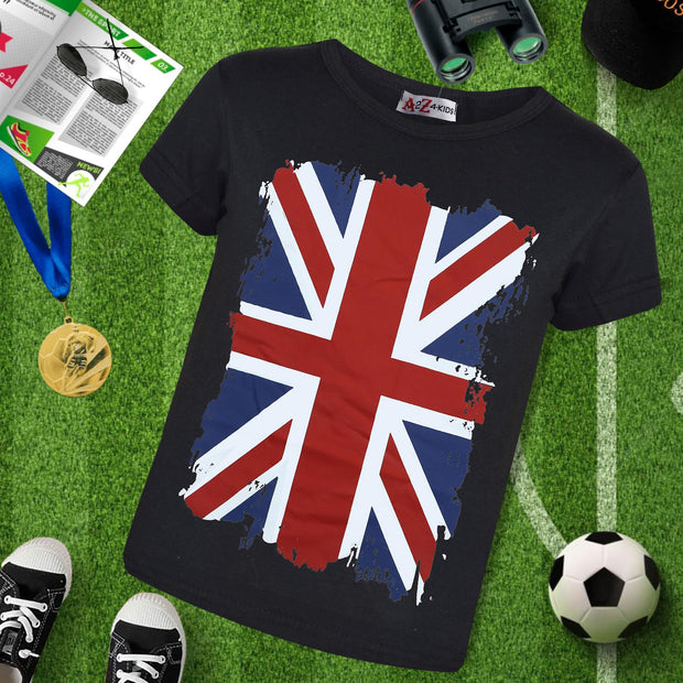 Kids Unisex England Flag Print Football World Cup Soft T Shirt Top - A2Z 4 Kids