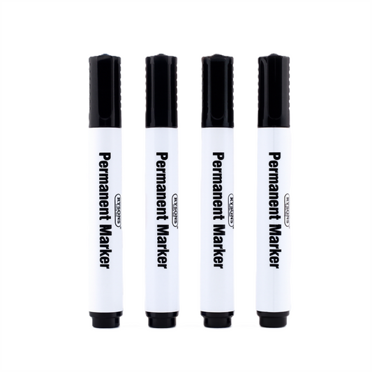 4 Pack Permanent Markers Assorted Colours Quick Dry Multi Surface Marker Pens