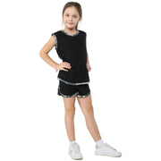 A2Z 4 Kids Girls Vest Top And Shorts 100% Cotton Camouflage Charcoal Taped Trendy Summer Vests Hot Pant Short Outfit Set New Age 5 6 7 8 9 10 11 12 13 Years