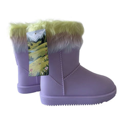 A2Z 4 Kids Girls Warm Rain Boots Lilac Rainbow Faux Fur Lined Waterproof Wellies