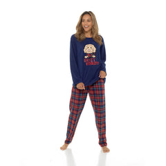 Ladies Fleece Pyjama Set Cosy Dog & Bear Warm Winter Loungewear Sizes 8-22
