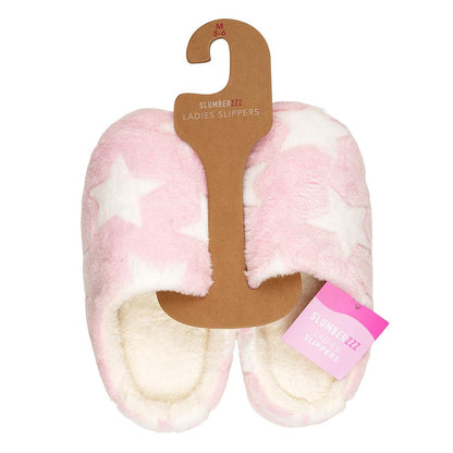A2Z Ladies Star Mule Slippers Warm Plush Indoor Slip On Slipper Soft Lined Shoes