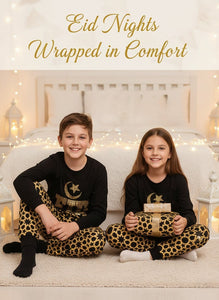 Kids Girls Childrens Black Eid PJS Pyjamas Sleepover 2 Piece Cotton Gift 2-13