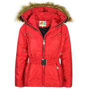 A2Z 4 Kids Kids Girls Jackets Red Puffer Hooded Stylish Detachable Faux Fur Padded Zipped Belted Slim Fit Warm Coats New Age 5 6 7 8 9 10 11 12 13 Years