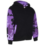 Boys Girls Jackets Kids Fleece Camouflage Hooded Hoodie Zipped Top Jacket 7-13 Y