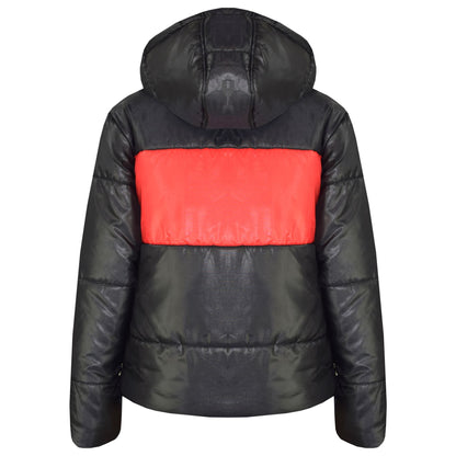Kids Girls Boys Contrast Panel Jackets Hooded Padded Quilted Warm Coats 5-13 Yr