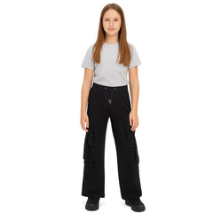 Kids Girls Cargo Trousers Elasticated Waist Comfortable Joggers Activewear Pants