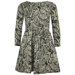 Kids Girls Skater Dress Long Sleeve Snake Flared Party Summer Dresses 5-13
