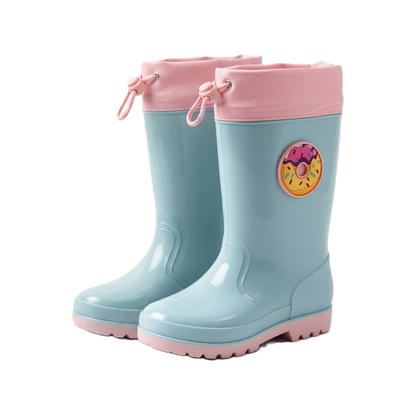 Kids Waterproof Wellington  PVC Rain Wellies Adjustable Warm Lined Non Slip Sole