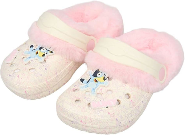 Bluey Girls Clogs Kids Fur Lined Slippers with Strap Comfortable Indoor Shoes