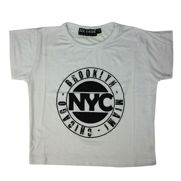 Kids Girls NYC BROOKLYN MIAMI CHICAGO Print Crop Top T Shirt Age 7-13 Years