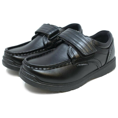 Boys School Shoes Wide Strap Easy Fasten Trainer PU Leather Memory Foam Sneakers - A2Z 4 Kids