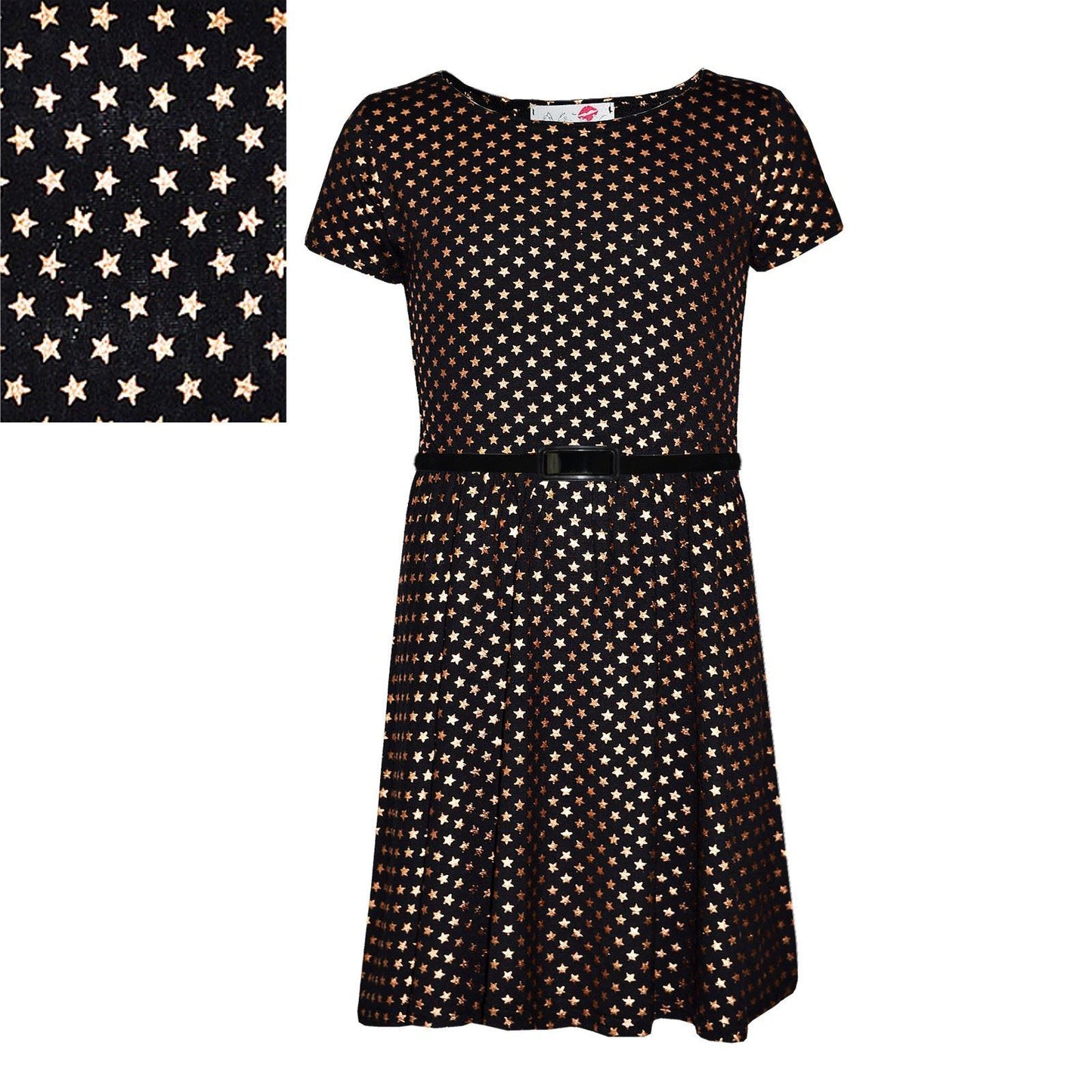 Kids Girls Star Print Midi Dress, Skater Dress & Fashion Legging Age 7-13 Years