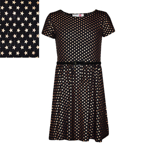 Kids Girls Star Print Midi Dress, Skater Dress & Fashion Legging Age 7-13 Years
