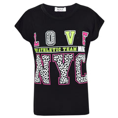 Kids Girls LOVE Us Athletic Team NYC Printed Trendy Fashion Crop Top 7-13 Years