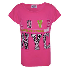 Kids Girls LOVE Us Athletic Team NYC Printed Trendy Fashion Crop Top 7-13 Years