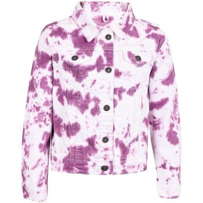 Kids Girls Fashion Denim Jacket Coat Jeans Long Sleeve Acid Wash Tie Dye Gifts