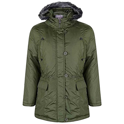 GIRLS PARKA JACKET KIDS PADDED FAUX FUR TRIM HOODED COAT NEW STYLE AGE 7-13 YEAR