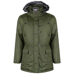 GIRLS PARKA JACKET KIDS PADDED FAUX FUR TRIM HOODED COAT NEW STYLE AGE 7-13 YEAR