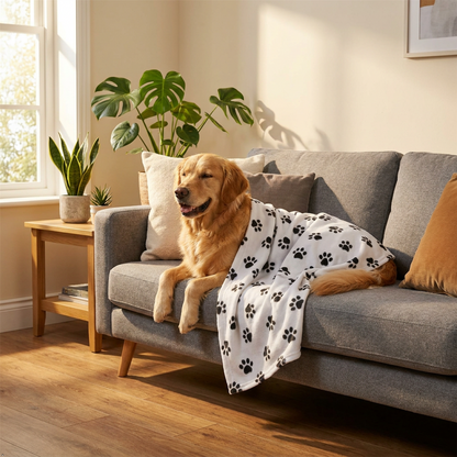 A2Z Cosy Fleece Pet Blanket 70 x 70 cm Soft Paw Print Polyester Mat