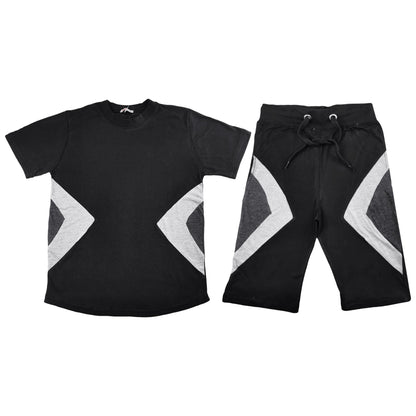 A2Z 4 Kids Boys T-shirt Top Shorts Set Contrast Panelled 100% Cotton Outfit Sets