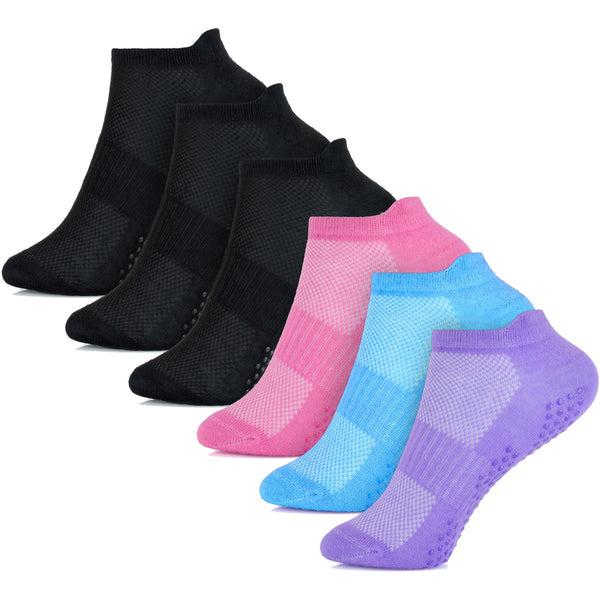 Kids Girls Gym Yoga Trainer Socks with Grippers Pack Of 3 Athletic Soft Socks