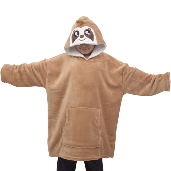 Kids Girls Boys Oversized Hoodie Snuggle Blanket Super Soft Warm Fleece 3-13 Yrs