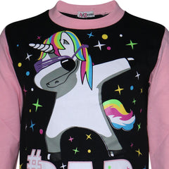 Kids Girls Pyjamas Dabbing Unicorn #Dab Floss Lounge Wear Nightwear PJS 5-13 Yrs