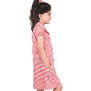 Kids Girls Gingham School Dress Check Printed Dresses With Matching Scrunchies - A2Z 4 Kids