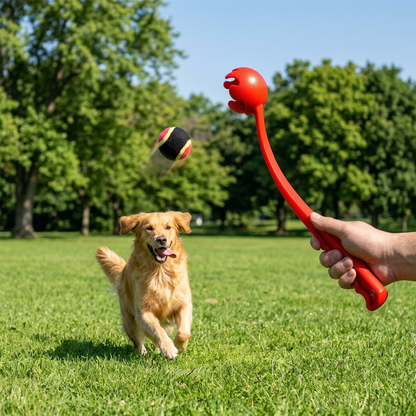 A2Z Medium Dog Ball Thrower With Tennis Ball Lightweight Fetch Launcher