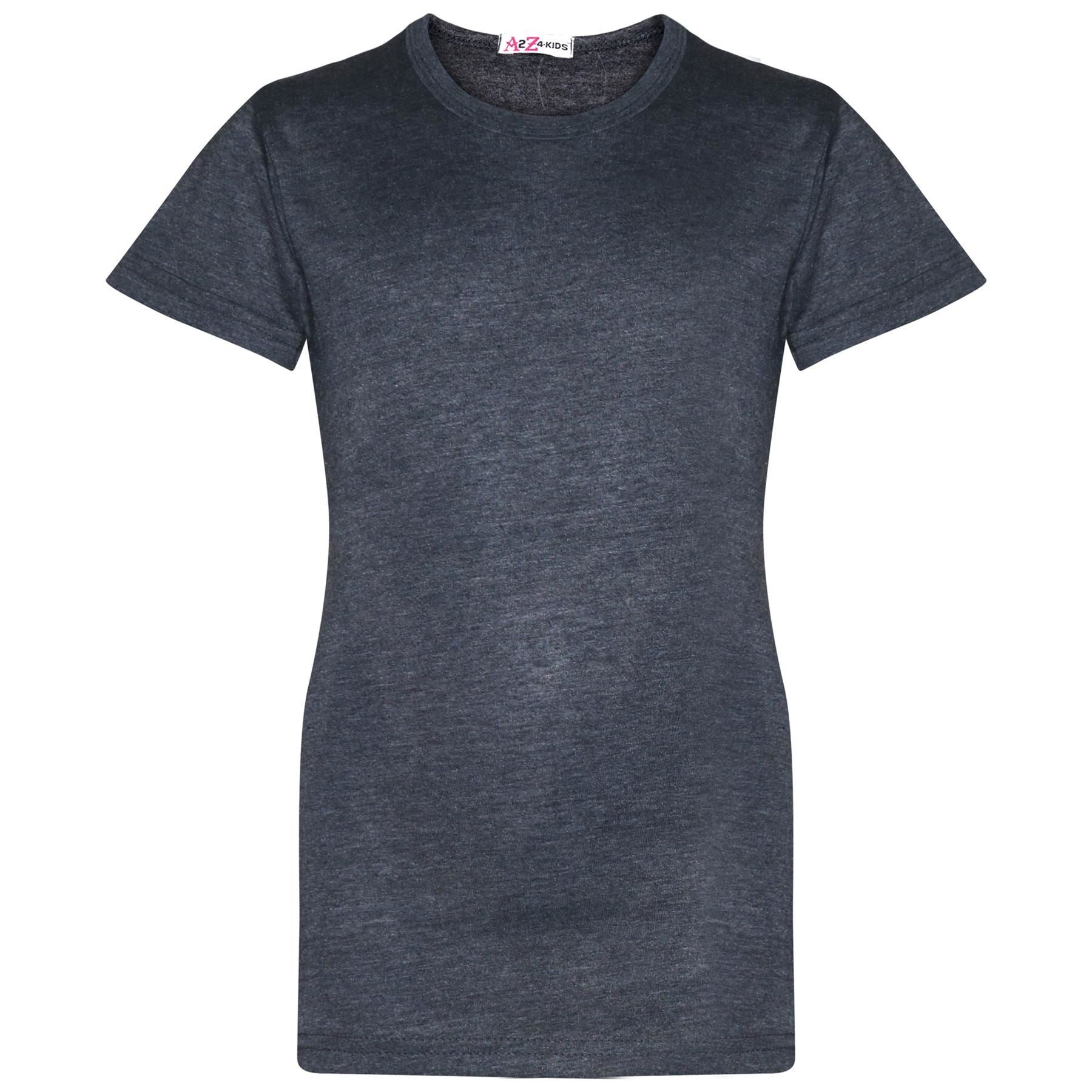 Kids Girls T Shirts Cotton Plain School T-Shirt Top New Age 2-13 Yr - A2Z 4 Kids