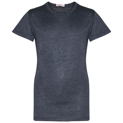 Kids Girls T Shirts Cotton Plain School T-Shirt Top New Age 2-13 Yr - A2Z 4 Kids