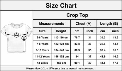 Girls Top Kids Love Print Stylish Fahsion Trendy T Shirt Crop Top Age 5-13 Years
