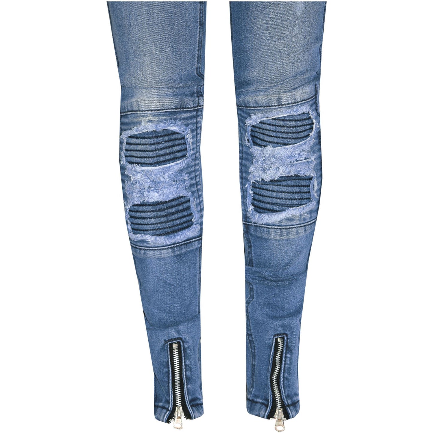 Kids Girls Stretchy Jeans Designer Ripped Drape Panel Denim Pant Trouser 5-13 Yr