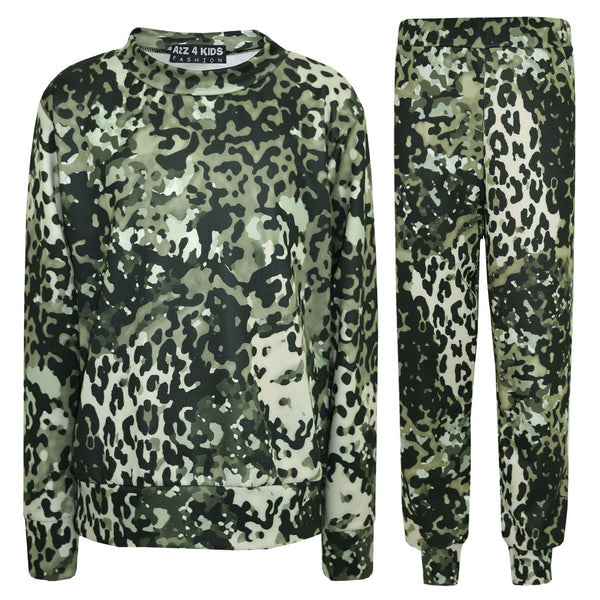 Kids Tracksuit Girls Leopard Print Lounge Suit Bottom Joggers Leggings 2-13 Year