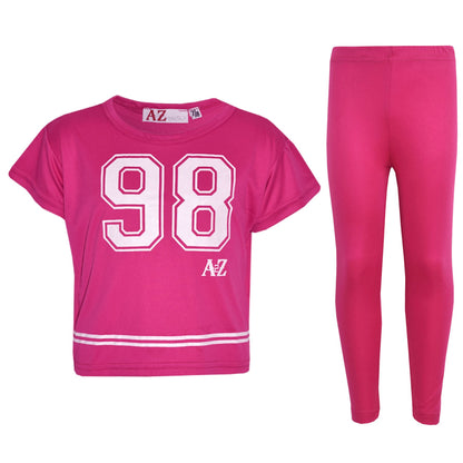 A2Z4Kids Girls Top Kids 98 Print Stylish Crop Top & Fashion Legging Set Age5-13Y
