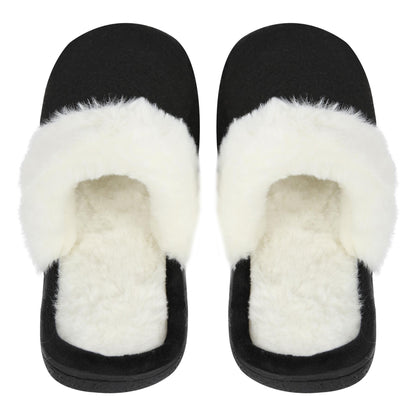 A2Z Womens Soft Slip On Slippers with Faux Fur Indoor House Shoes Non Slip Sole
