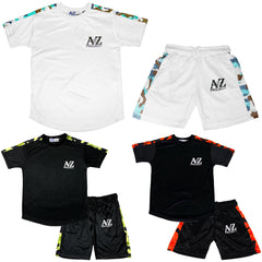 Kids A2Z Project Camo Print Panel Top & Shorts Set Sports Girls Boys Age 5-13