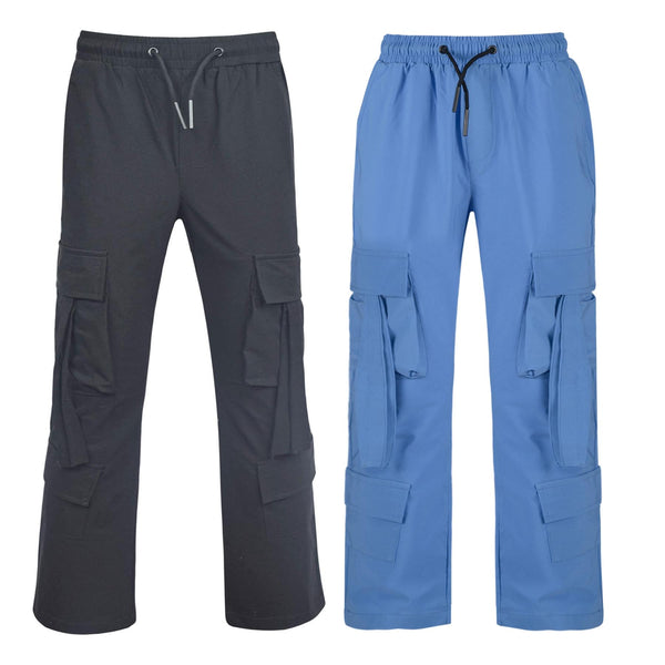 Kids Girls Cargo Trousers Elasticated Waist Comfortable Joggers Activewear Pants